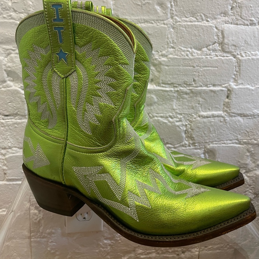 Miron Crosby Women’s Maggie Metallic Lime Green Cowboy Boots size 10 - Picture 4 of 8